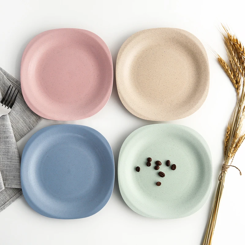 4 цвета/набор экологически чистые столовые тарелки из пшеничной соломы 18 5 см|plate