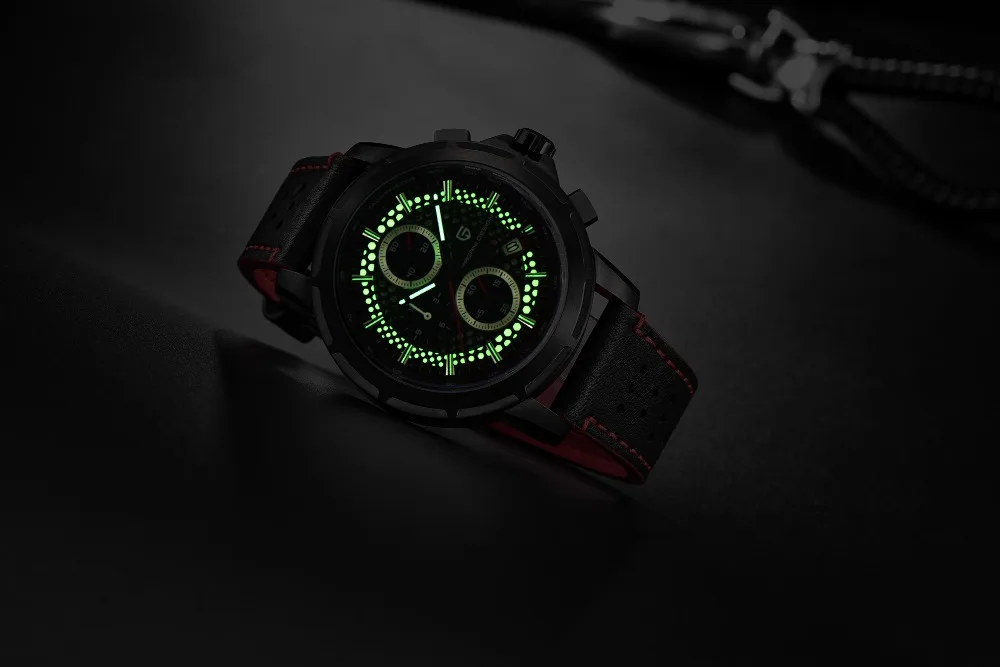 PAGANI Дизайн Seiko VK67 Movt спортивные военные кварцевые часы кожаные светящиеся мужские часы модные Хронограф Авто наручные часы с отметкой даты