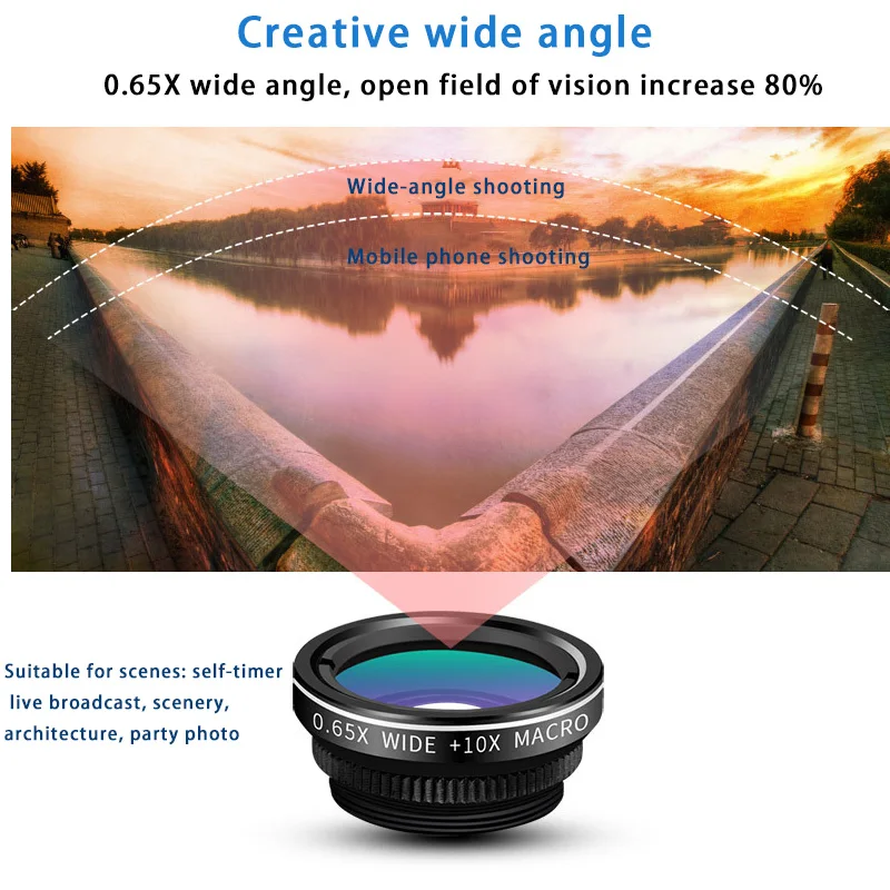 Mobile Phone Lens 3in1 Kit Universal Clip Smartphone Camera Lenses Wide Angle Macro Fish Eye for IPhone 7 6 Smart Samsung Phone