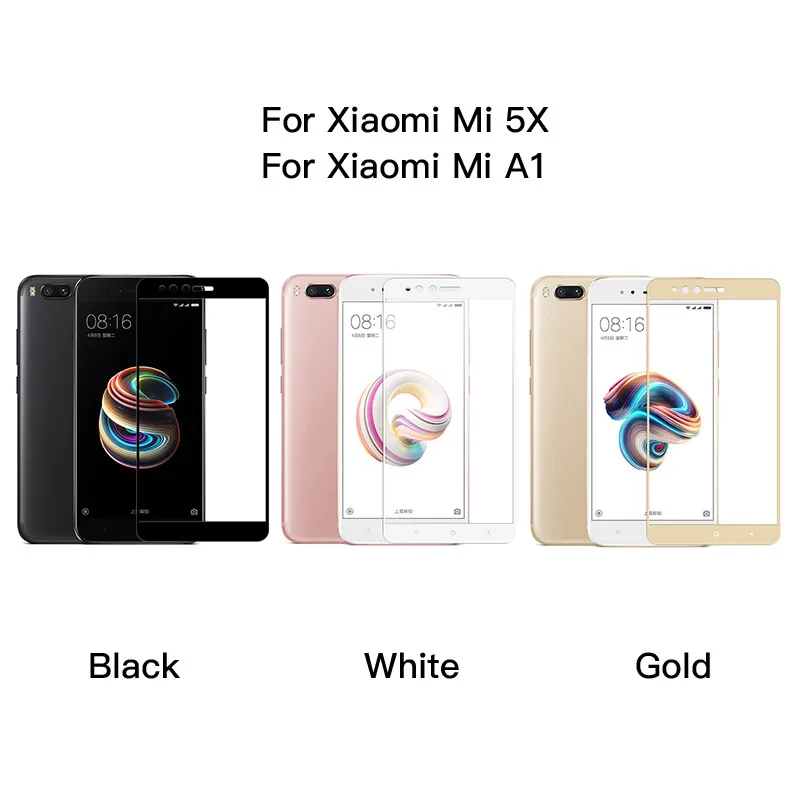 For Mi A1 or 5X Для Xiaomi mi A1 A2 Lite 8 SE 5X 6X Pocophone F1 закаленное стекло красное mi Note 4 4X5 Plus стекло полное покрытие Защитная пленка для экрана - Цвет: For Mi A1 or 5X