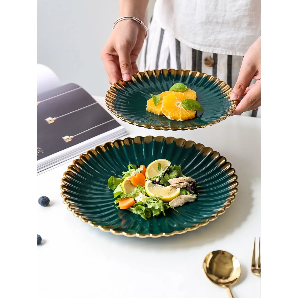 Керамические обеденные тарелки 8 дюймов 10 креативные блюда с инкрустацией из