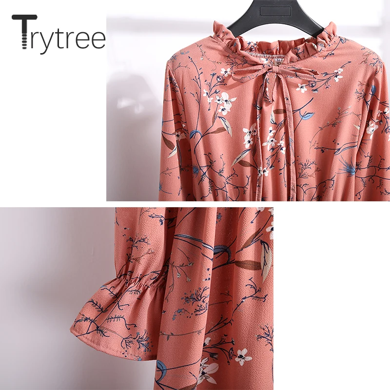 Trytree лето осень богемное платье с цветочным принтом женские платья 12 стилей Бант