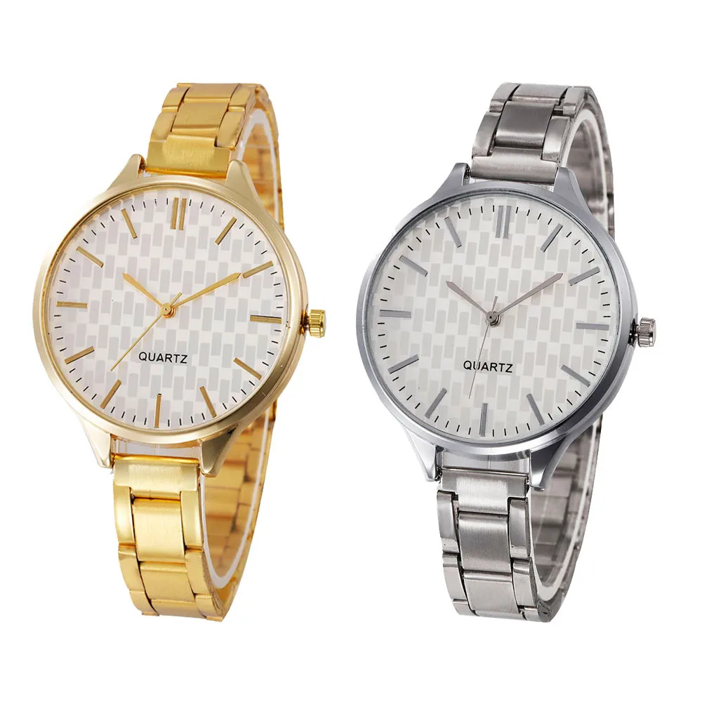 Женские часы с кристаллами из нержавеющей стали золотые аналоговые кварцевые