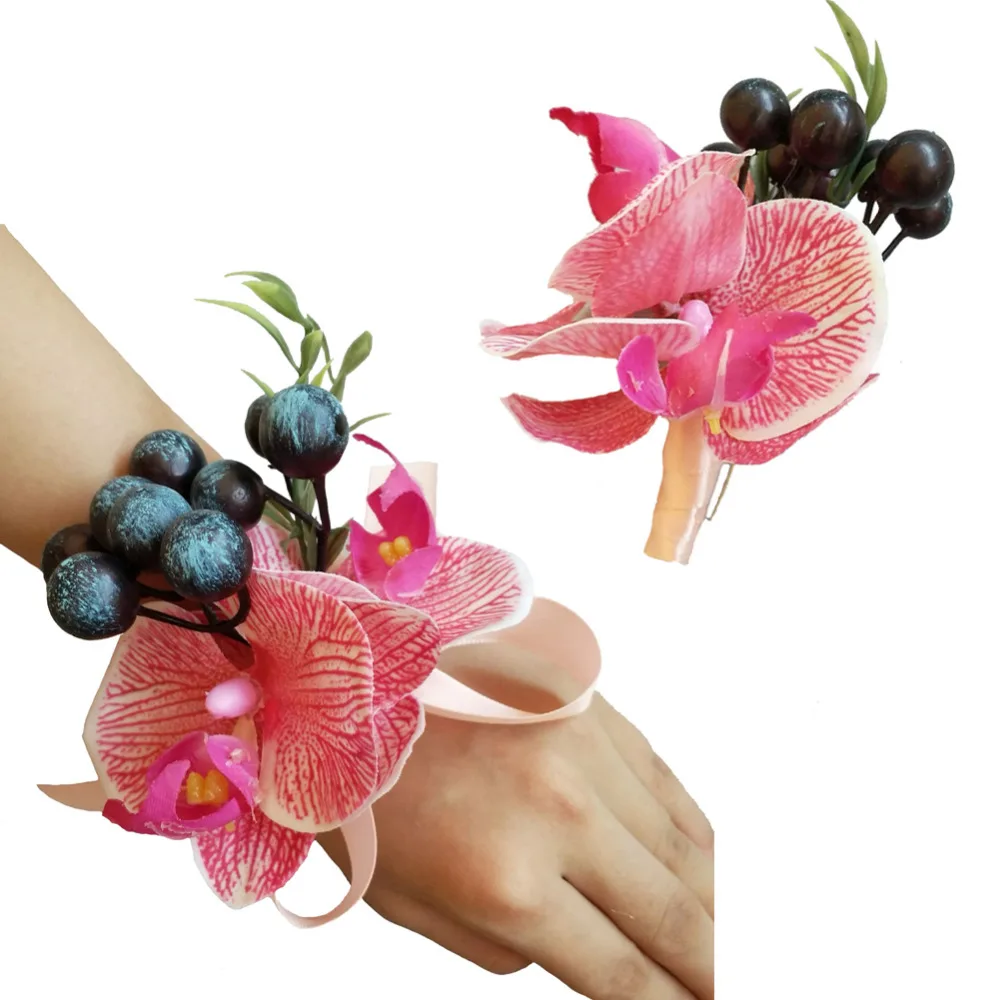 WeddingBobDIY искусственный цветок фаленопсиса жених бутоньерка свадебная на запястье
