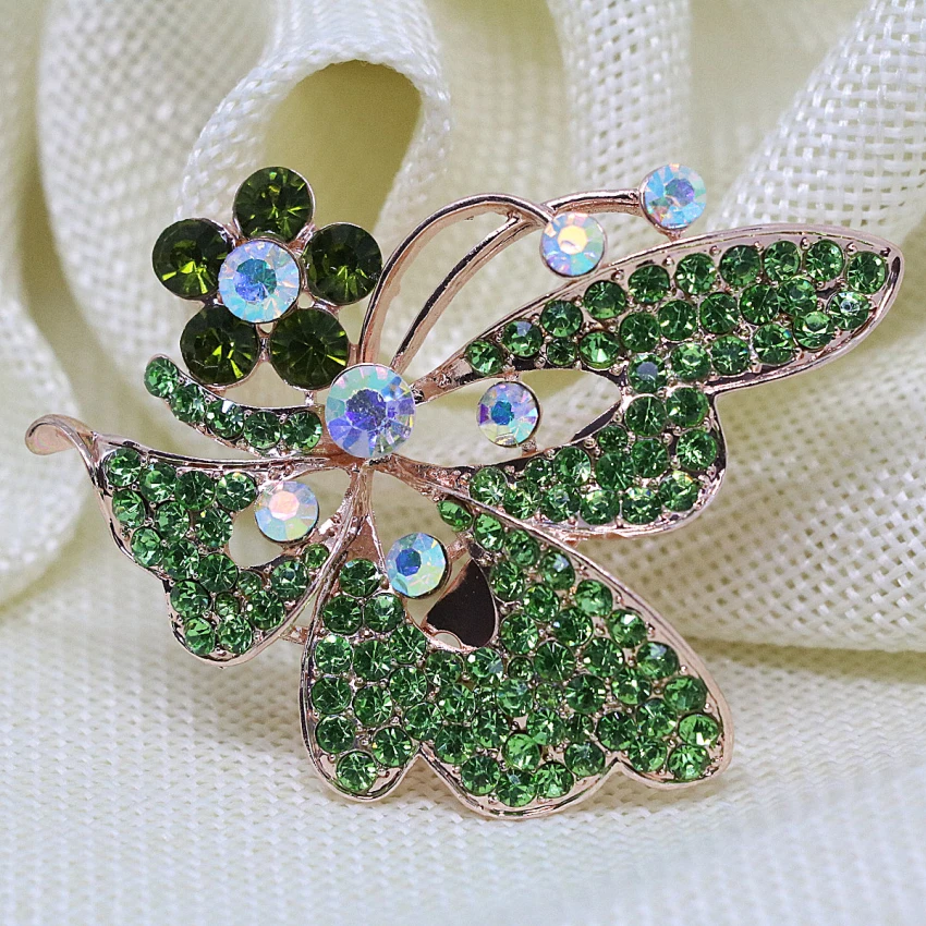 Wholesale price animal design 46*64mm rose gold-color pins 8 colors rhinestone crystal fashion clothes weddings jewelry L | Украшения и