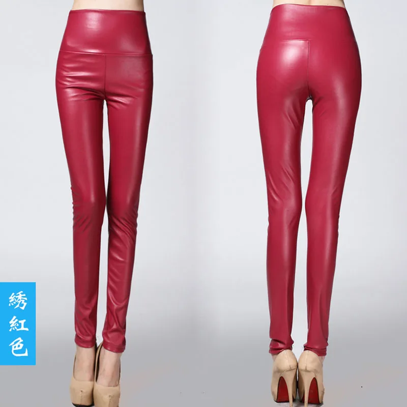 Лидер продаж длинные брюки карандаш из мягкой искусственной кожи обтягивающие