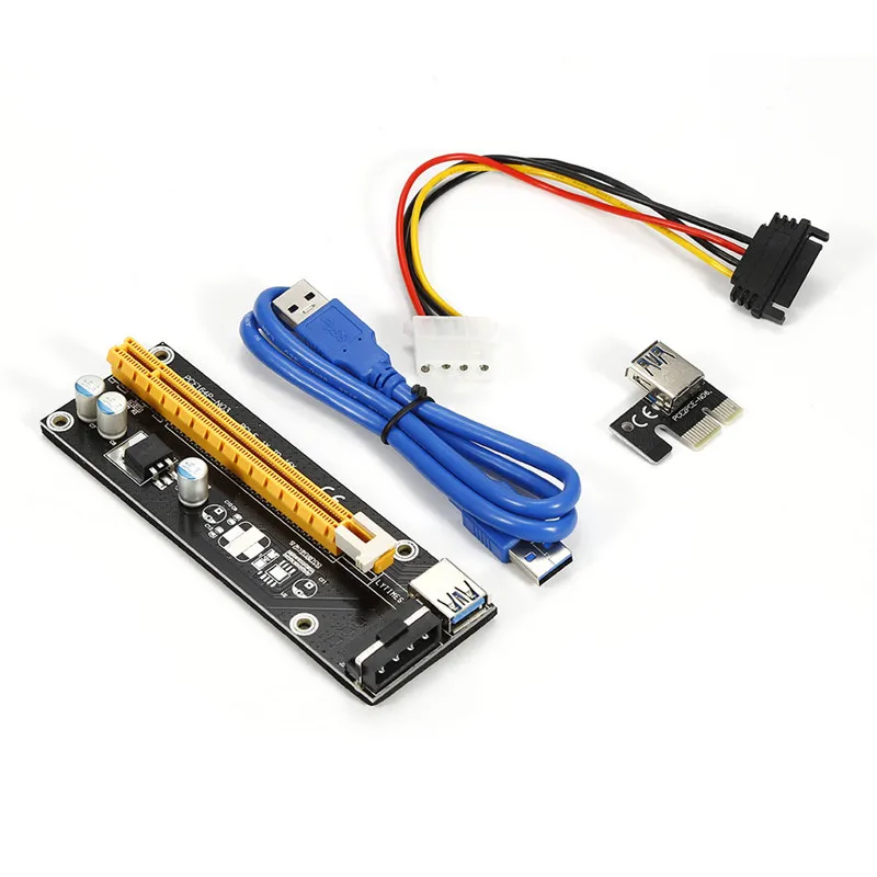 Черная Райзер карта 0 6 м PCI Express E 1X до 16X адаптер PCIE удлинитель с кабелем USB 3 + SATA на 4