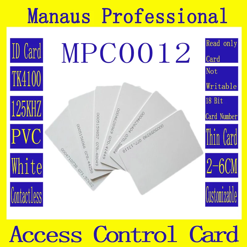 

C12 Wholesale High Quality 200pcs PVC Contactless Smart RFID NCF Tags 125Khz TK4100 ID Cards Access Control Attendance Card