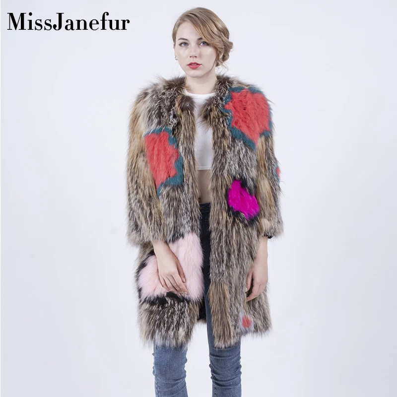 

Fashion Furry Real Fur Coat Women Fluffy Warm Long Sleeve Female Outerwear Autumn Winter Coat Jacket Hairy Collarless Overcoat