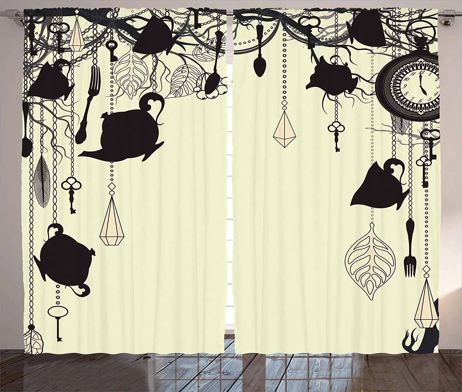 Античные шторы винтажный стиль тема для чайной вечеринки перья вилки ложки чашки