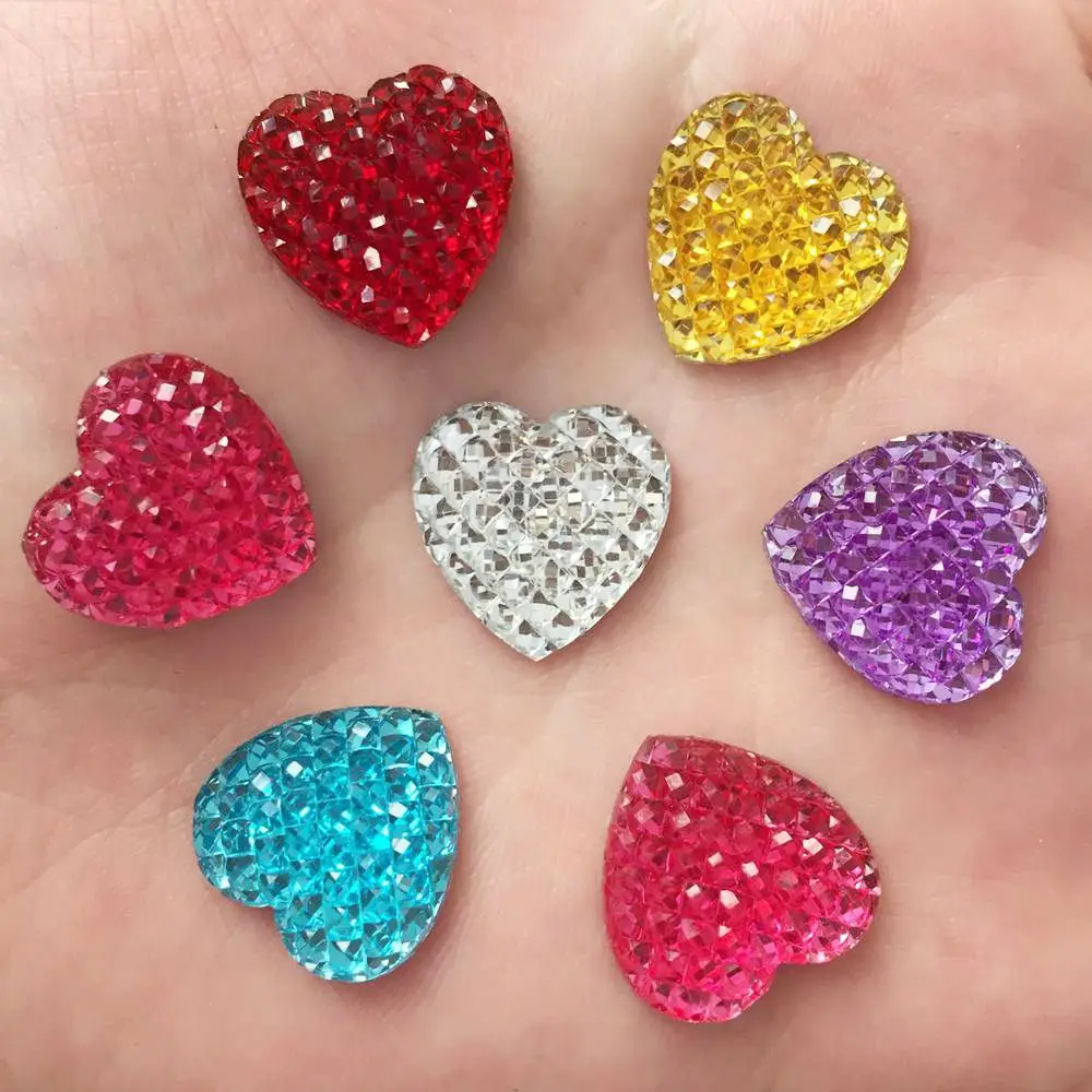 

Heart Resin 20PCS 16mm AB FlatBack Rhinestone Wedding Decoration Buttons U PICK K27