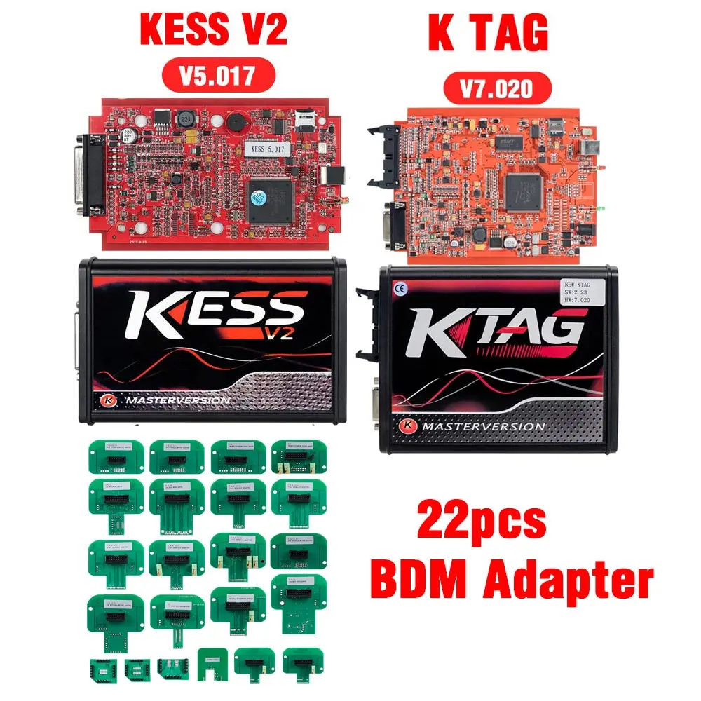 KESS KTAG BDM Adapte K tag ecu Инструмент для программирования V2.32 ktag V7.020 Kess v2 V4.036 obd2 менеджер токарный набор Мастер онлайн ЕС красный kess v2 5,017 DHL бесплатно - Цвет: KESS KTAG BDM Adapte