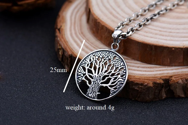 Ожерелье из 100% серебра 925 пробы с подвеской Древо жизни ожерелье Три амулет на