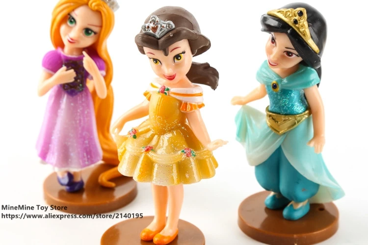 DISNEY Princess Белоснежка Рапунцель Жасмин Think bell Bella Ariel 9 см 6 шт./компл. фигурка аниме