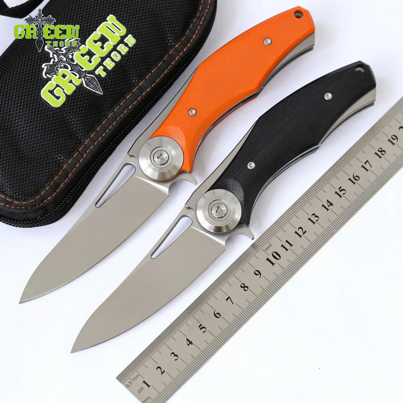 Складной нож Green Thorn Dark D2 карманный клинок С флиппером и титановой ручкой для