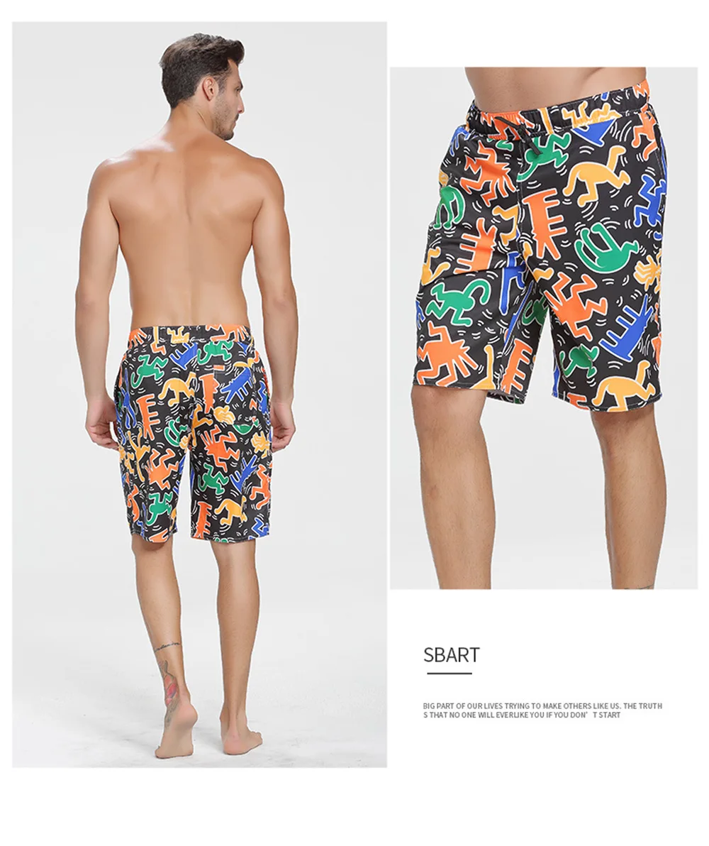 Maillot De Bain плавание Sbart бренд для мужчин's пляжные шорты новые свободные прямые удобный Быстросохнущий печати мужчин лето большой размеры 3xl