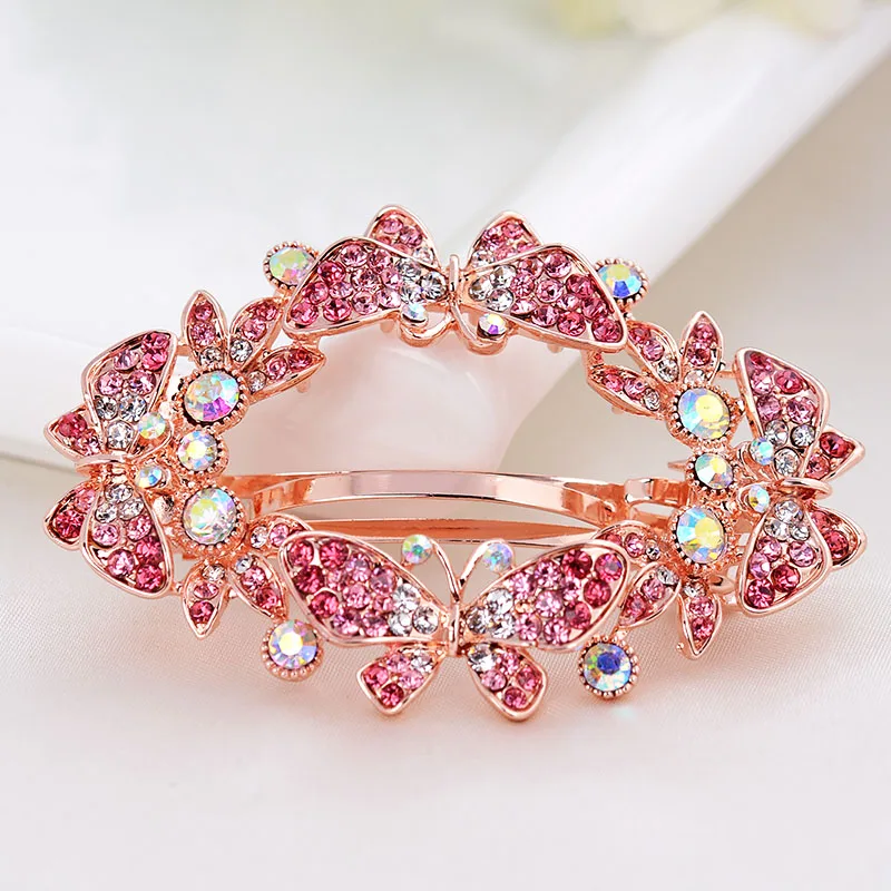 CHG-025Pink EASYA разноцветные хрустальные стразы, заколки для волос, выдалбливают шпильки в форме бабочки для женщин, девушек, модные аксессуары для волос - Окраска металла: CHG-025Pink