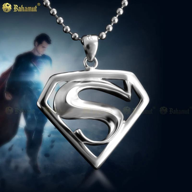 Качество ожерелья с изображением Супермена Hero Логотип 925 серебряные подвески для