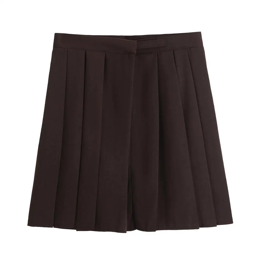 

Women JK High School Uniforms Students Girls Harajuku Preppy Style Coffee Pleated Short High Waist A-line Skirt