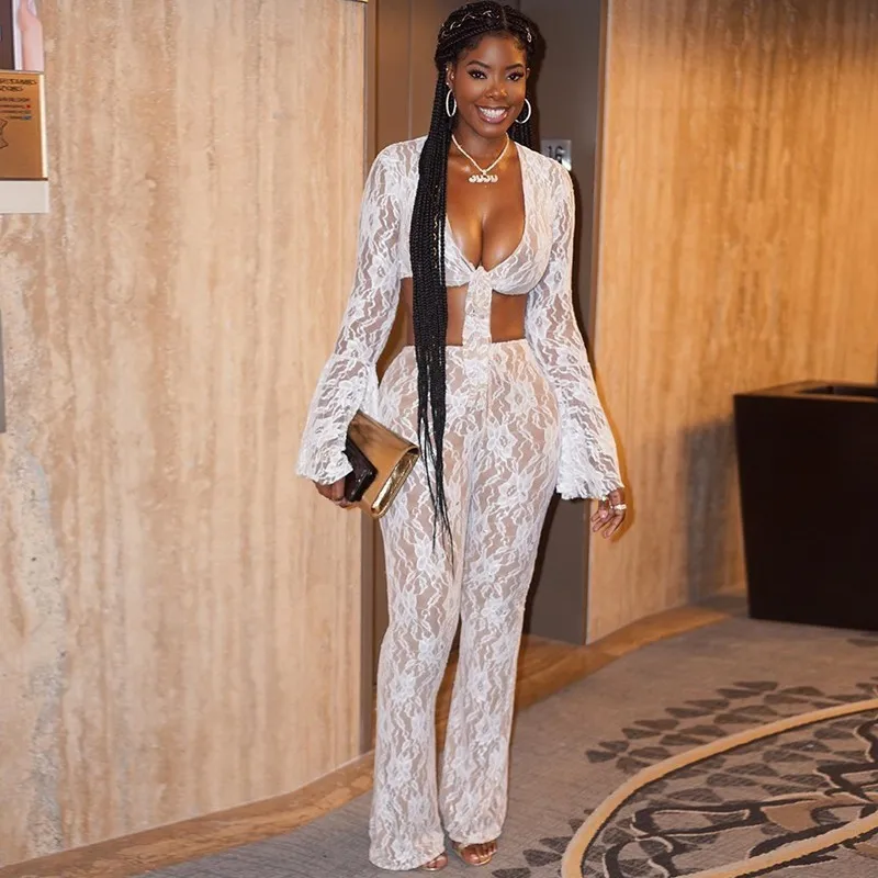 2018 цветок кружево комбинезон Женская пикантная прозрачная Комбинезоны для