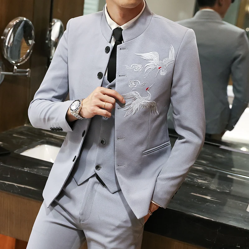 Весенне-Осенние костюмы в британском стиле свадебные для жениха облегающий