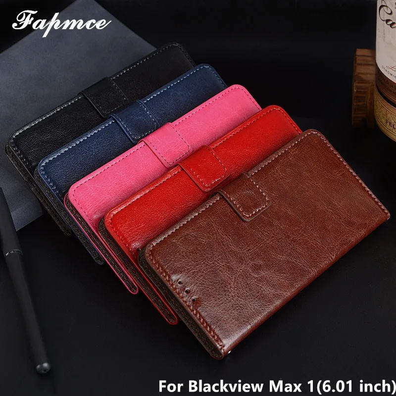 Кожаный чехол кошелек для Blackview Max 1 Роскошный с откидной крышкой и отделениями