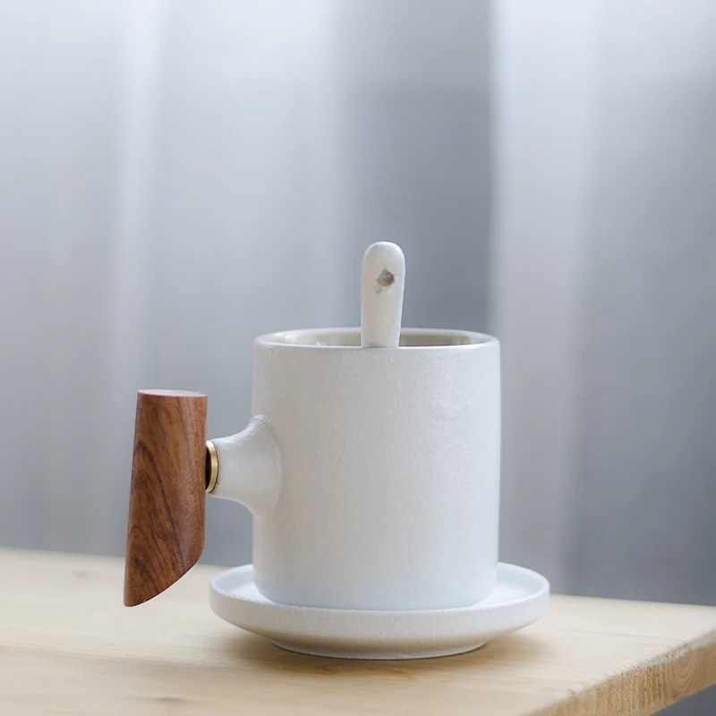 160 мл винтажный Японский стиль грубая керамика кофейная чашка деревянная ручка