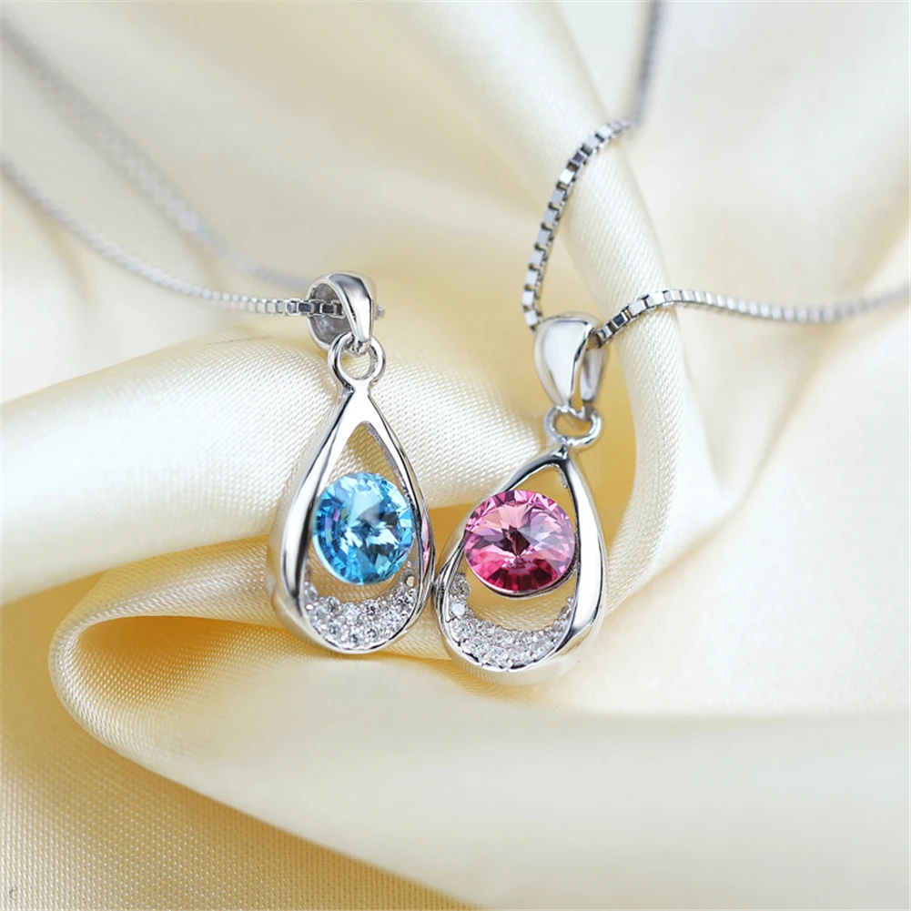 Ожерелье из настоящего серебра 925 пробы ювелирное изделие подвеска в виде капли