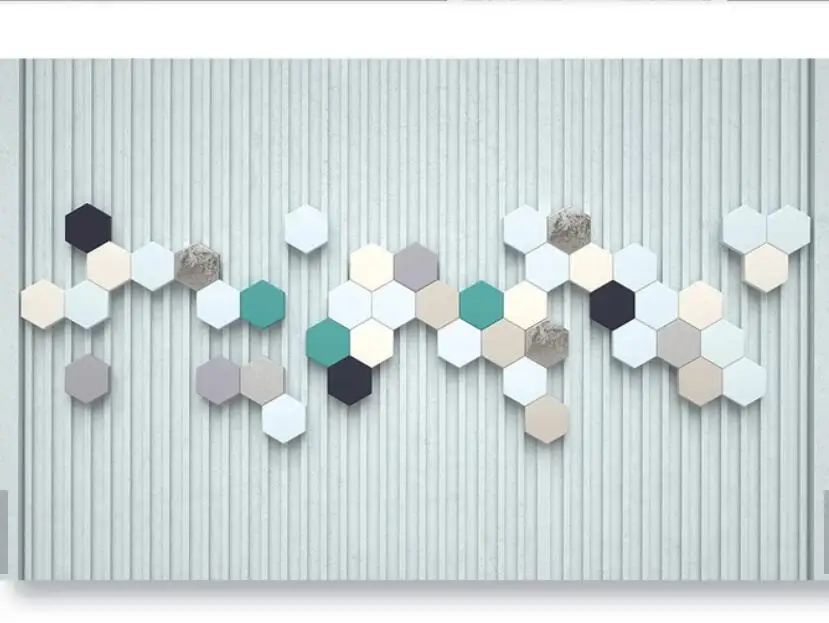 Hexagon Mosaic 3D Wall Mural Wallpaper Waterproof Canvas Murals Painting Pastoral Oil Custom | Обустройство дома