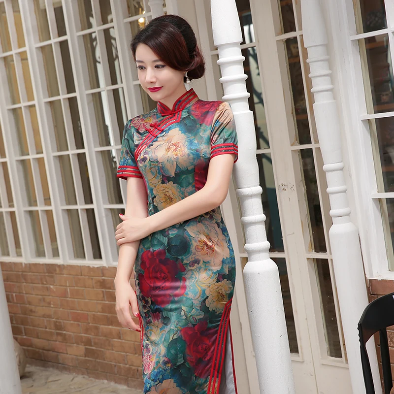 Высочайшее Качество Женщины Cheongsam Gambiered Кантон Марли Ретро Китайский Стиль Qipao
