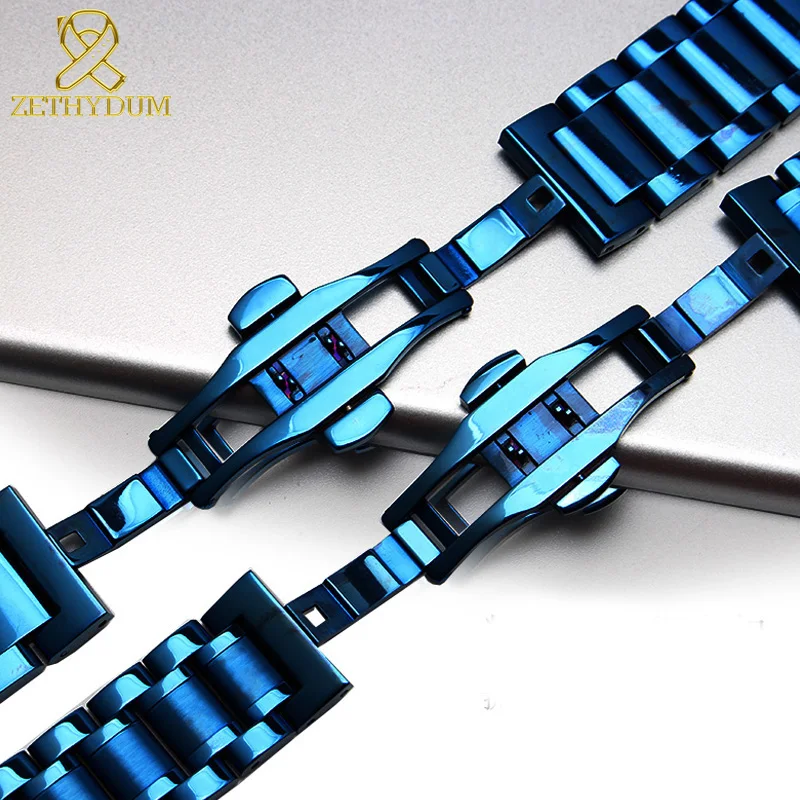 

Solid stainless steel bracelet blue color watches band Smart watches strap 18 20 21 22mm watchband watch band metal