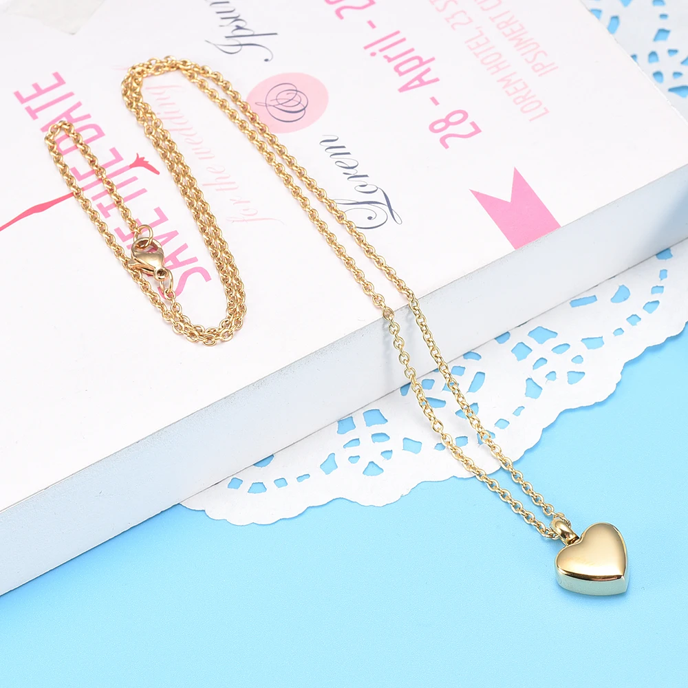 Hold Blank Small Heart Cremation Urn Pendant Stainless Steel Ashes Keepskae Memorial Urn Jewlery for DIY Necklace/Bracelet