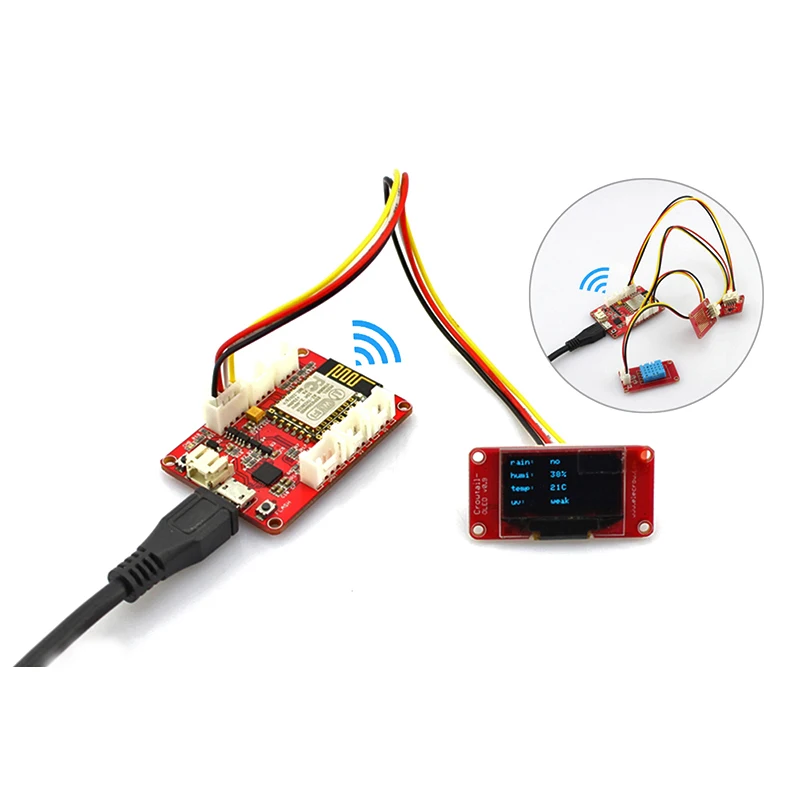 Elecrow ESP8266 модуль IOT Метеостанция комплект умный дом влажность датчики температуры УФ ESP8266 NodeMCU DIY Kit