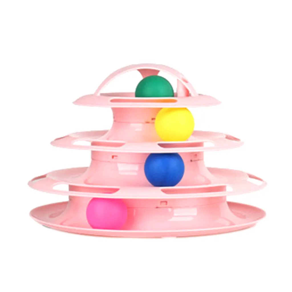 Pink Популярная и креативная игрушка для собак с четырьмя слоями круглой пластинчатой формы, игрушки для домашних животных, Интеллектуальный Сумасшедший игровой лоток для кошек, розовый и голубой - Цвет: Pink