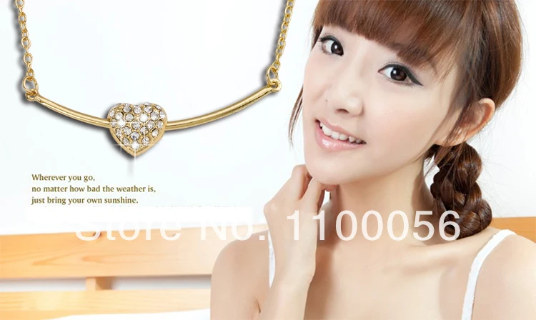 Ожерелье в форме сердца с золотым покрытием и стразами подарок на выпускной