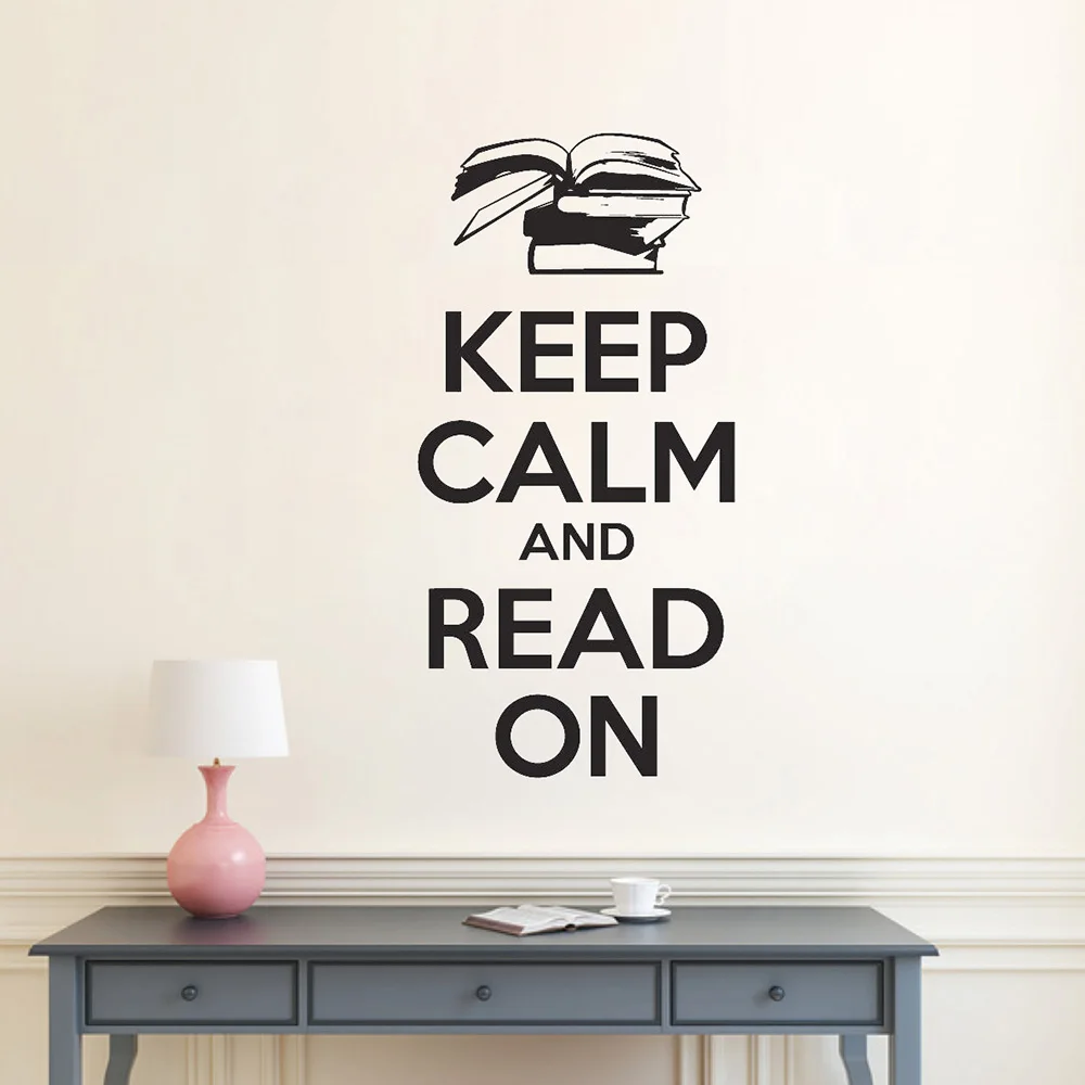 Виниловая наклейка на стену Keep Calm and Read On цитата для детской спальни книги чтения