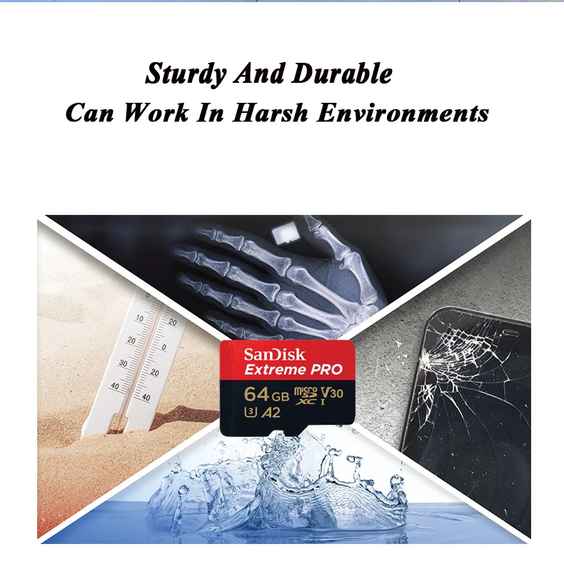 Двойной Флеш-накопитель SanDisk Extreme PRO карты памяти 256 ГБ 128 Гб 64 Гб 170 МБ/с. SDXC UHS-I микро SD карты U3 V30 TF карты Поддержка видео в формате 4K UHD