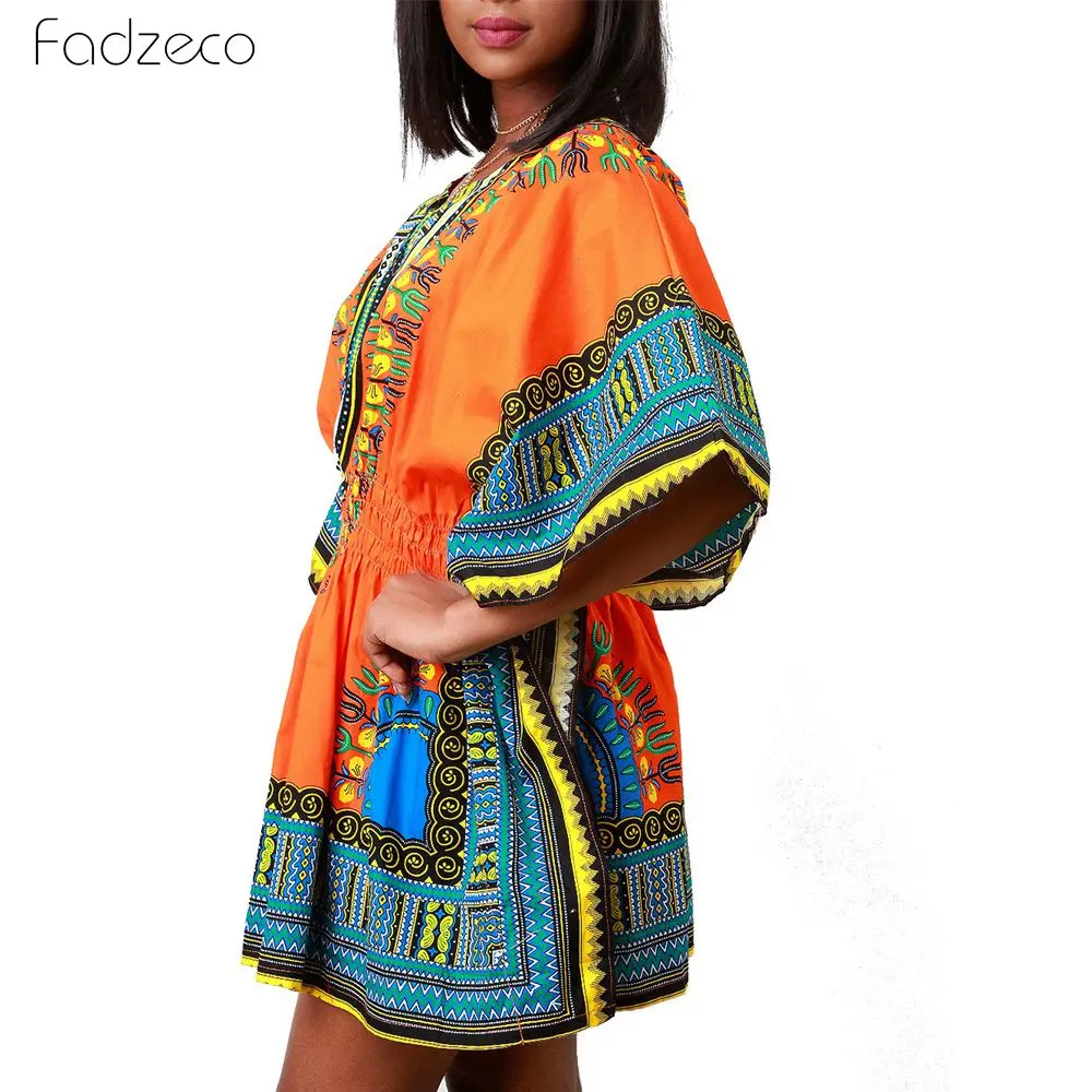 Fadzeco-женское платье с цветочным принтом в африканском стиле мини-платье и