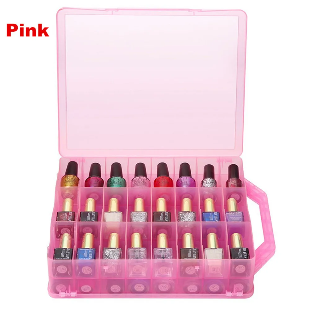 pink MAKARTT Универсальный прозрачный держатель для лака для ногтей для 48 бутылок с регулируемыми отделениями чехол для лака для ногтей - Цвет: pink
