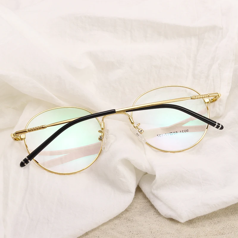 Alloy Eye Glasses Frame Women Gold Round Fake Nerd Clear Computer Reading Myopia Prescription Optical Eyewear #9031 | Аксессуары для