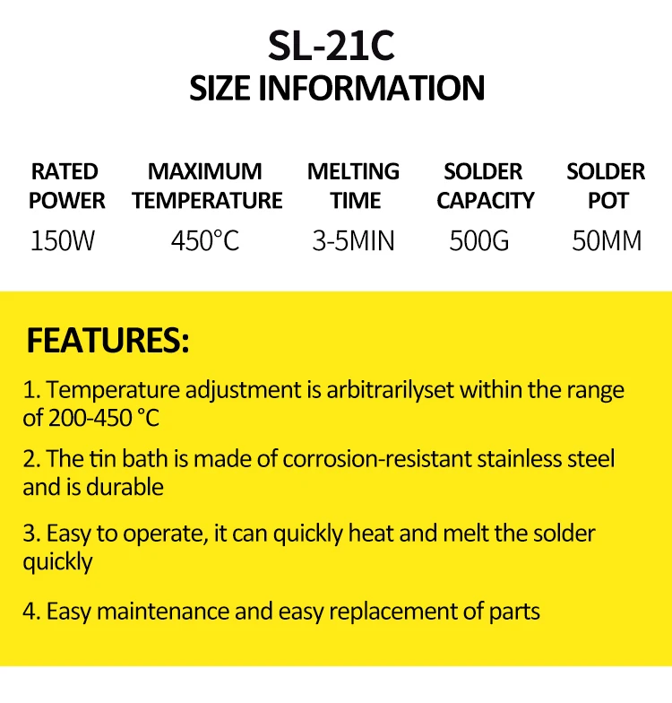 SL-21C 100 Вт 50mm500g емкость цифровой термостат свинцовый горшок из титанового сплава пайки 110 В 220 В