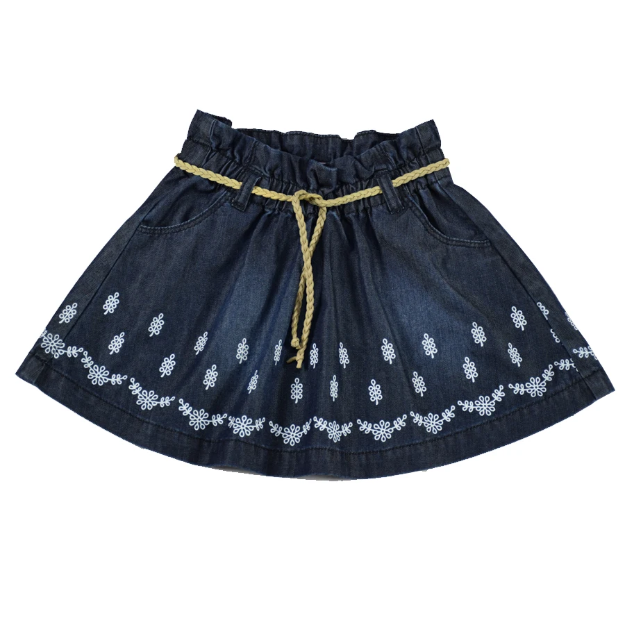 Детские джинсовые юбки для девочек синие хлопковые с цветочным рисунком малышей