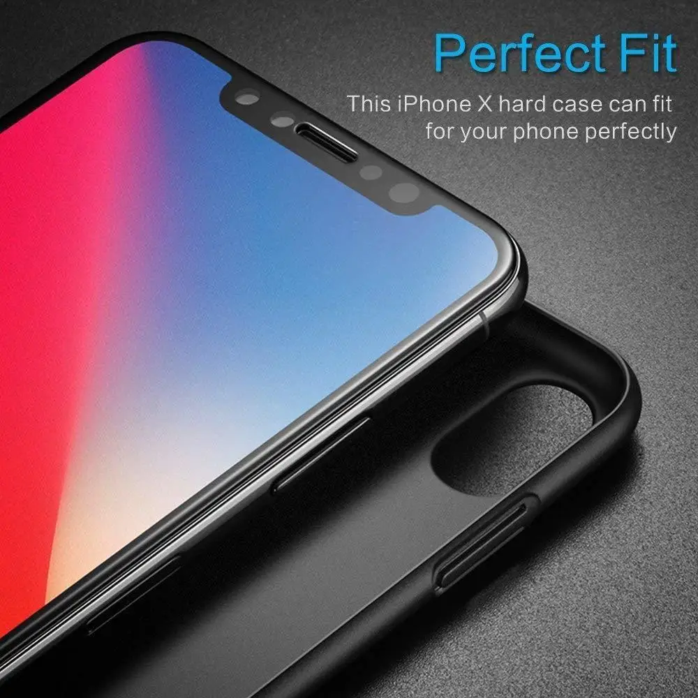 Maxannty Case For IPhone X Ultra Thin Soft Touch Full Protection PC Material Hard Plastic Cover 5.8 Inch (Black) |