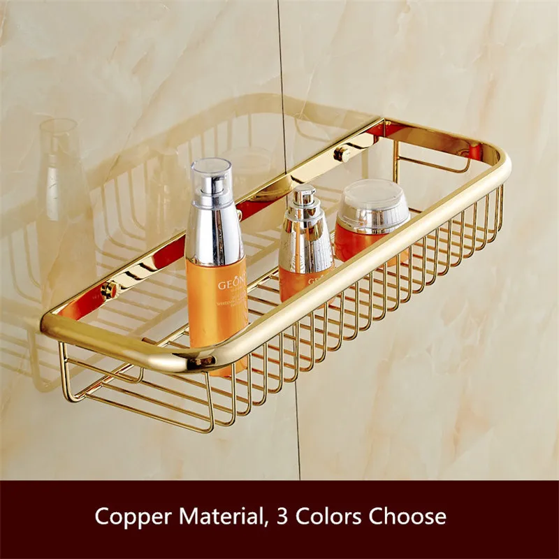 Полка для ванной, медная душевая стойка для ванной, душевая полка для ванной, держатель для душа, настенная, Золотая/хромированная, 1 ярусная угловая полка