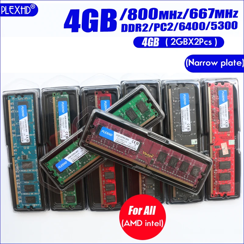 PLEXHD Настольный ПК Память ram Memoria модуль DDR2 800 PC2 6400 4 Гб(2 шт* 2 Гб) Совместимость DDR2 800 МГц/667 МГц