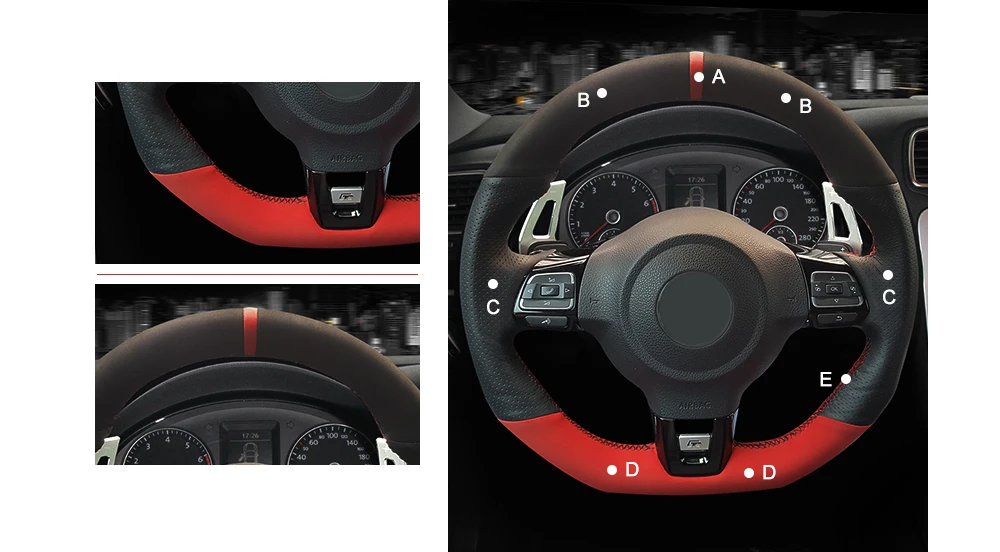 MEWANT черная замша настоящая кожа чехол на руль для Volkswagen Golf 6 GTI MK6 VW Polo GTI Scirocco R Passat CC R-Line 2010