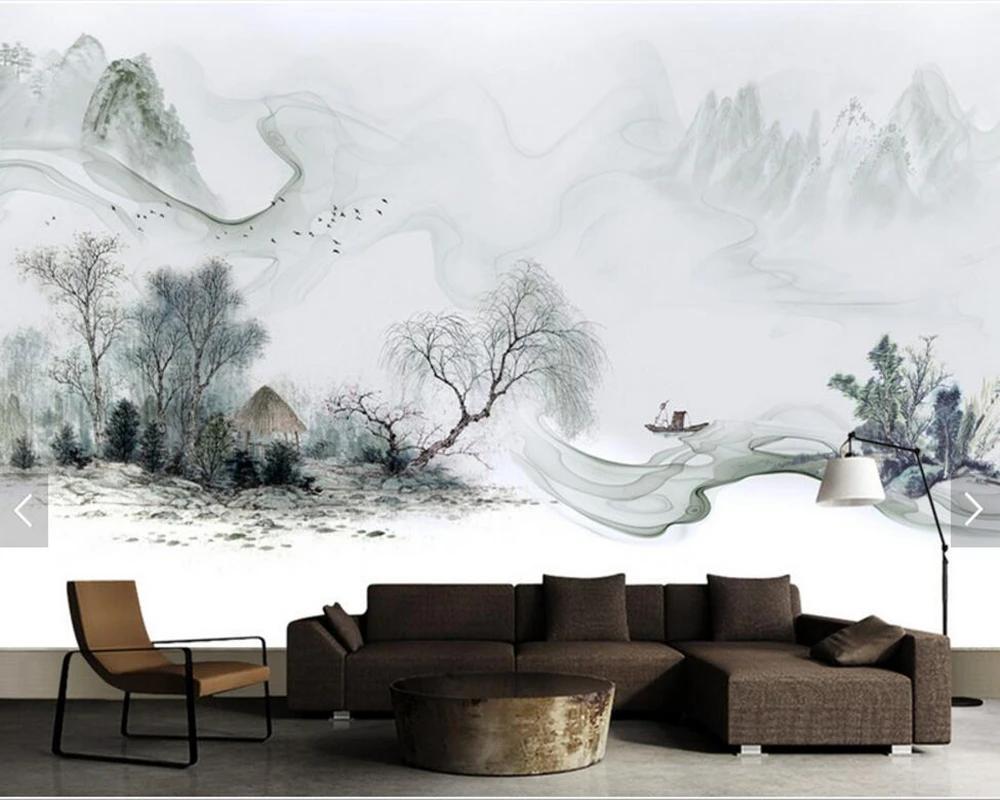 3D обои в китайском стиле с чернильным пейзажем Настенные на заказ для гостиной
