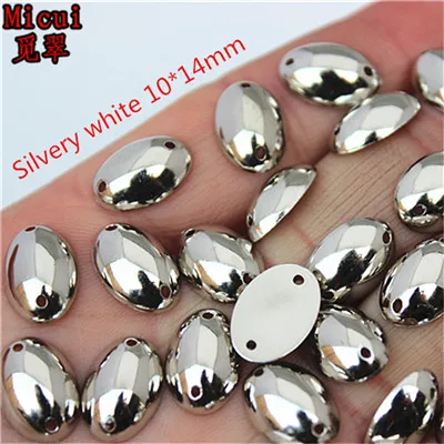 Oval 10x14mm Micui 100 шт 10 мм круглые Стразы золотого цвета Пришивные Акриловые Кристаллы Камень Пришивные с плоской задней стороной аппликации для рукоделия одежды MC733 - Цвет: Oval 10x14mm