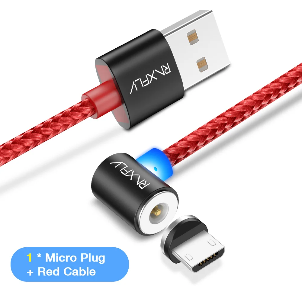 1 Plug Red Cable RAXFLY Магнитная Зарядное устройство для Xiaomi Redmi Note 5 4 4X Магнитная Micro USB кабель для samsung S7 S6 магнит края кабель зарядки провод магнитная зарядка провод для зарядки магнитная зарядка хайоми редми ноут5 - Цвет: 1 Plug Red Cable