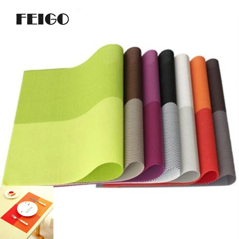 

FEIGO 2Pcs Dinner Placemat Pvc Table Mat Disc Pads Bowl Pad Coasters Waterproof Table Decor Cloth Pad Slip-Resistant Pad F415